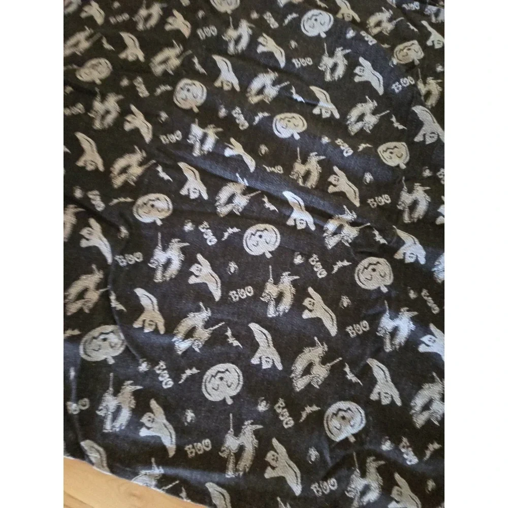 Halloween Tablecloth Black White Gray Reversible Rectanglr Pumpkin Witch Bats